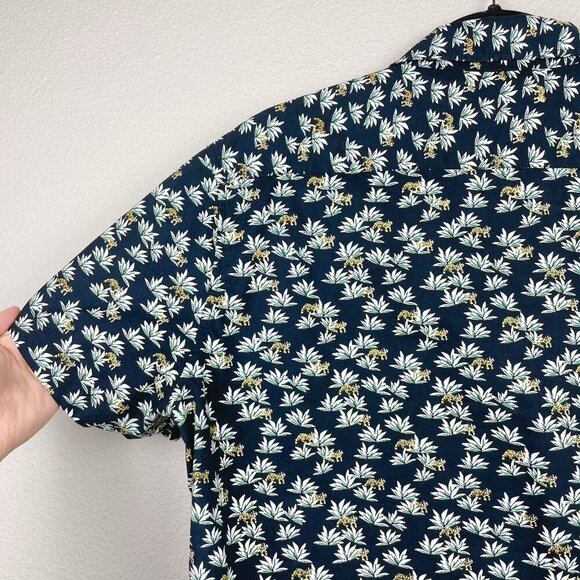 Slate & Stone Men's Medium Short Sleeve Button Down Shirt Top Tiger Agave Black - Picture 12 of 14